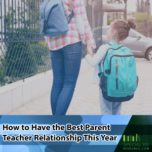 Mom walking child with a backpack to school holding hands to meet child's teacher and start the year off with the best parent teacher relationship.