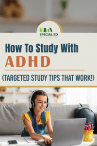 Girl with headphones on a laptop using ADHD study techniques that work.