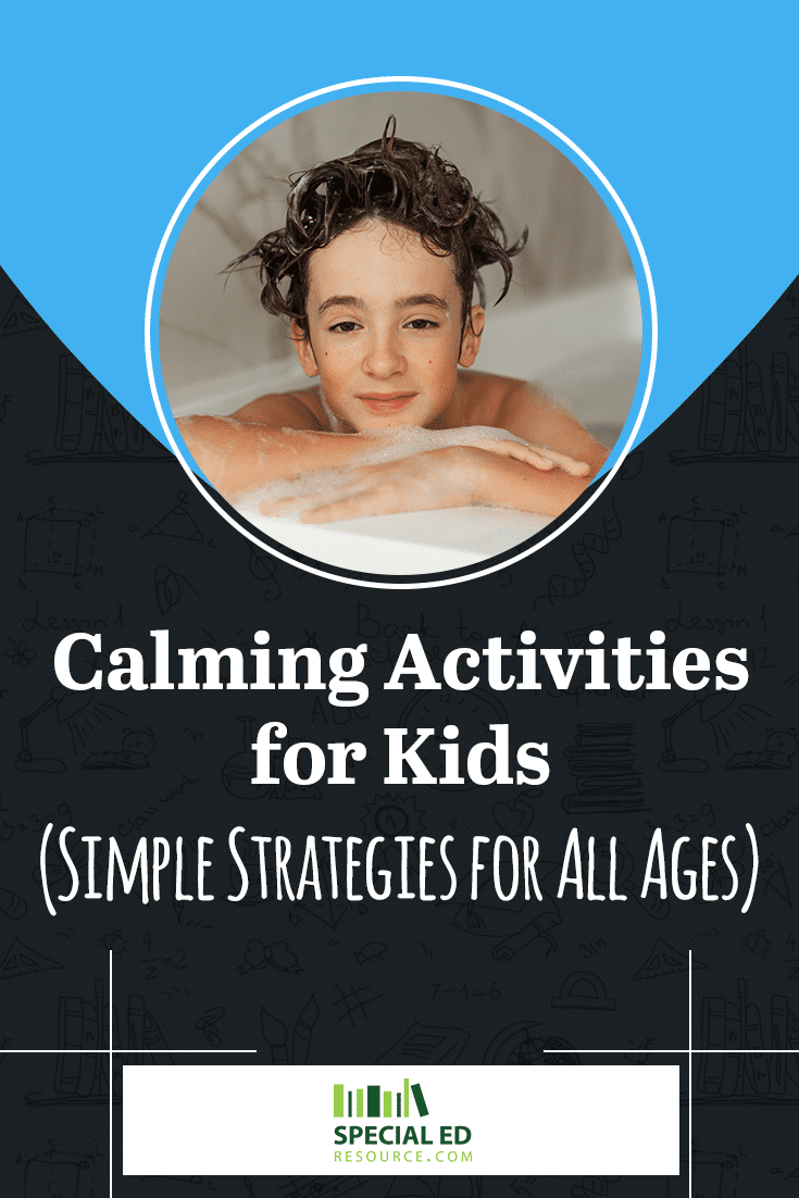 Boy taking a relaxing bubble bath one of the 54 calming activities for kids which are super simple strategies for all ages.