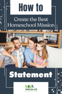 Family sitting on the couch together discussing their homeschool mission statement.