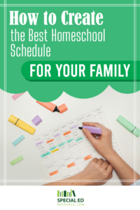 Mom creating a homeschool schedule on paper.