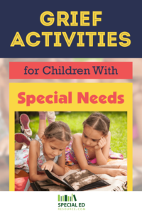 Two young girls laying on a blanket in the grass outside looking at photo albums trying one of these 31 Grief Activities for Children With Special Needs.