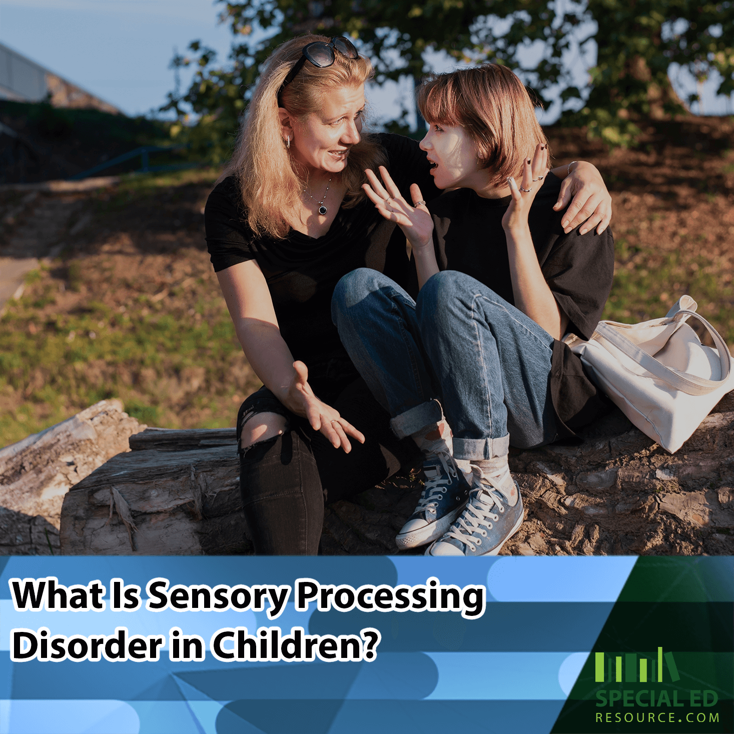 Mother supporting her daughter in conversation outside, showcasing understanding in dealing with Sensory Processing Disorder in Children.
